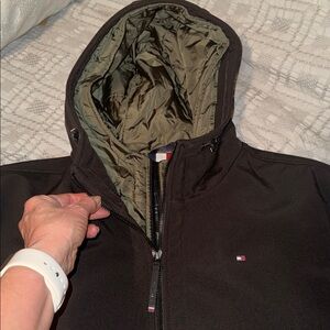 New Men’s Tommy Hilfiger Hooded XL Water/Wind Resistant 3Layer Fabric Black Coat